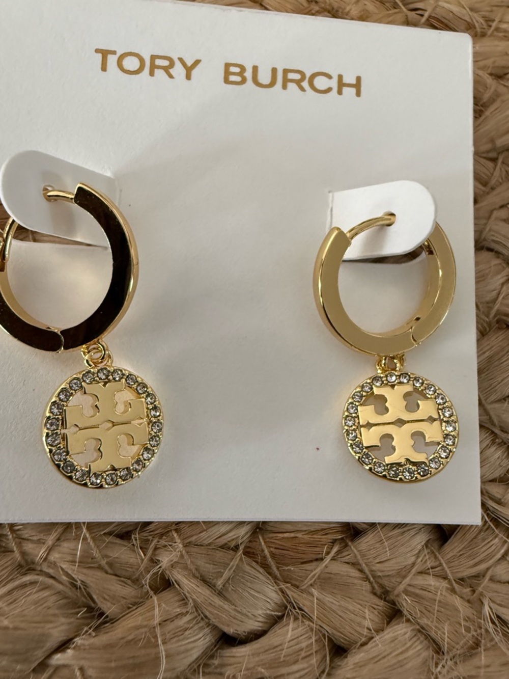 Tory Burch Miller Pave Hoop Huggie Icon Earring Earrings in Gold - Picture 2 of 5